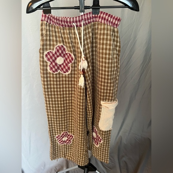 Halo & Harley Pants - Floral Checkered Wide Leg Pants